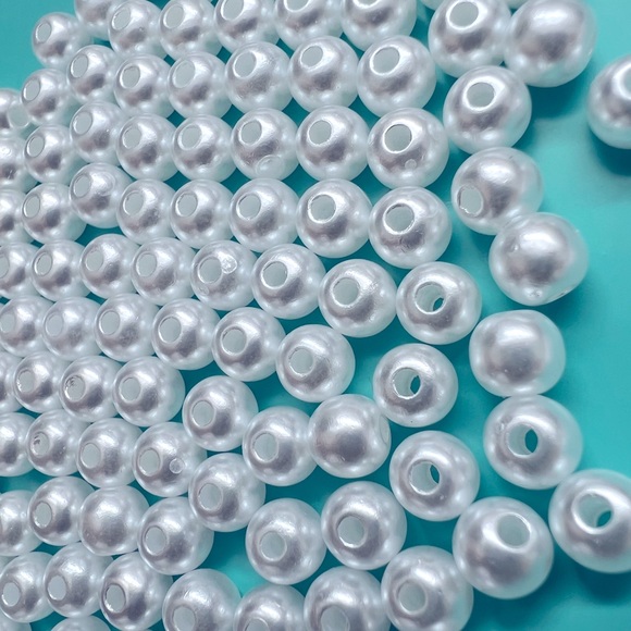 🆕 NEW 100 pcs 6 mm White Pearl Beads Perles lustrées blanches Round - Picture 9 of 16